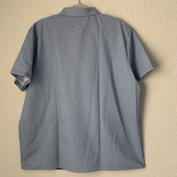 NWT OUKU Men’s Blue Gray Short Sleeve Linen Blend Size 2XL - Picture 2 of 9